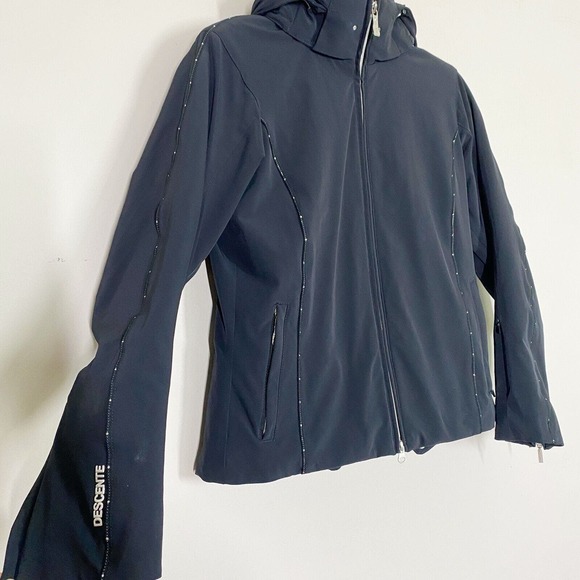 Descente Full Zip Jacket Women's 6 Black Titan Thermo Ion Bodies Hooded Outdoor - Picture 2 of 10
